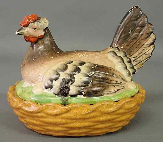 Appraisal: Staffordshire hen-on-nest th c h x l