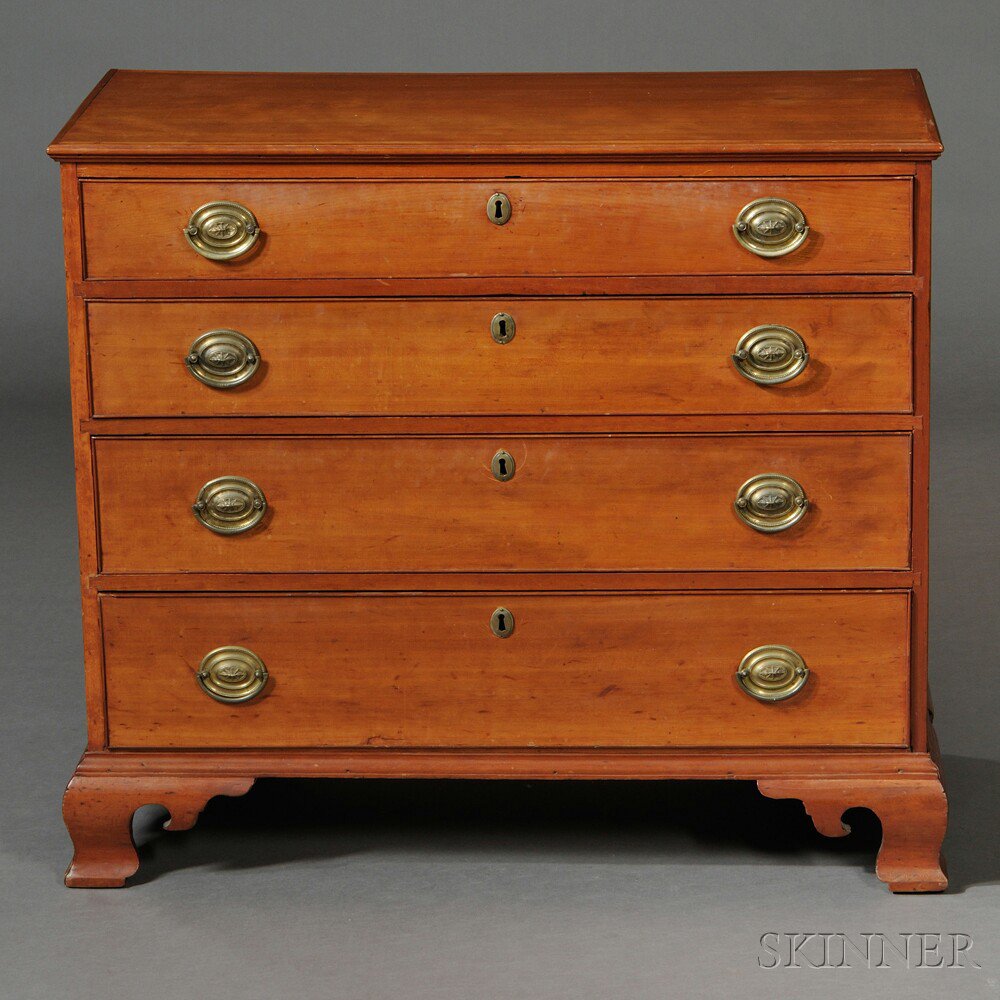 Appraisal: Chippendale Cherry Chest of Four Drawers probably Connecticut late th