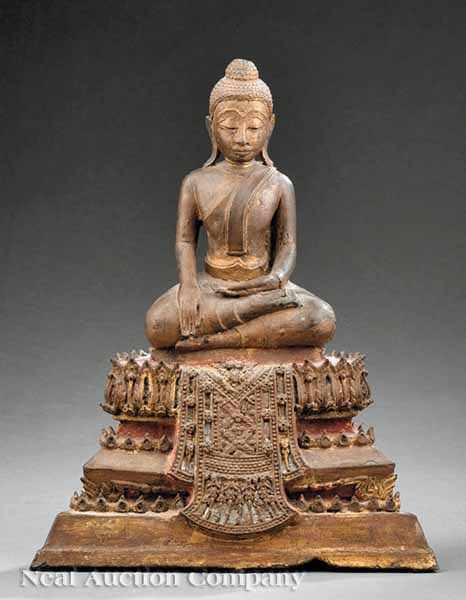 Appraisal: An Antique Southeast Asian Cast Iron Figure of a Buddha