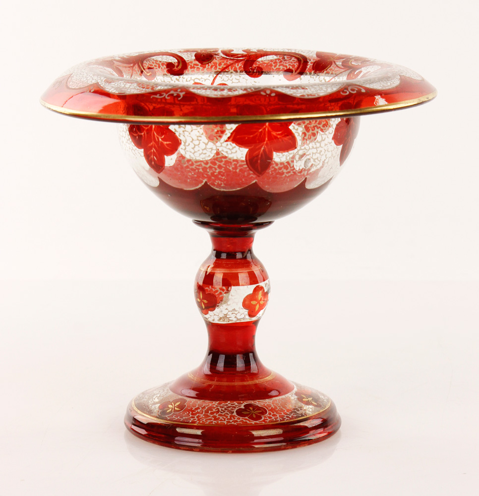 Appraisal: - th C Bohemian Glass Compote th century Bohemian glass