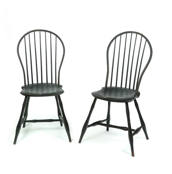 Appraisal: PAIR OF BOW-BACK WINDSOR SIDE CHAIRS Possibly Thomas Cotton Hayward