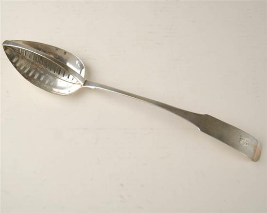 Appraisal: An Irish Sterling Serving Spoon with a center strainer bearing