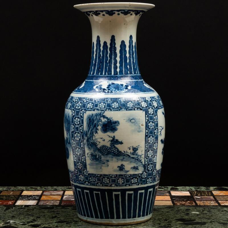 Appraisal: Chinese Blue and White Porcelain Baluster Vase Unmarked x in