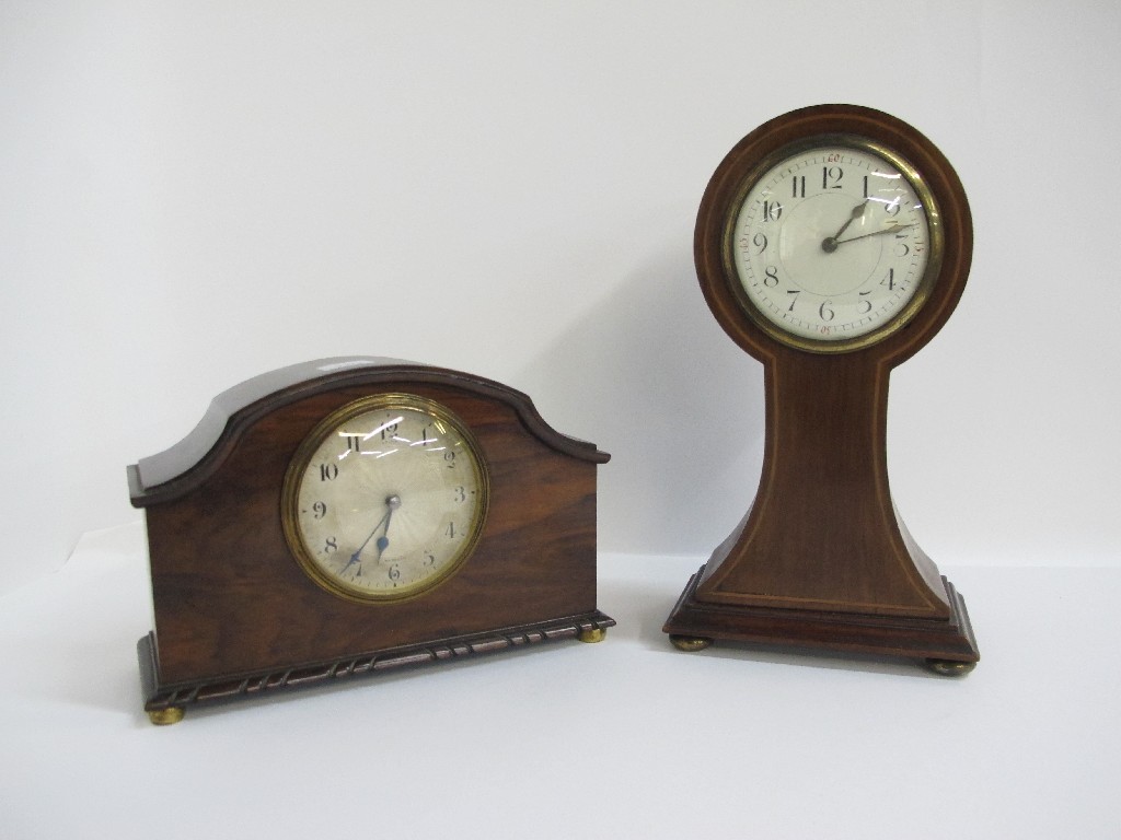 Appraisal: Two Edwardian wooden cased mantel clocks