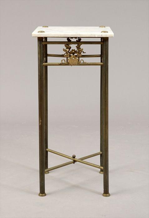 Appraisal: Louis XVI-Style Brass and Marble Stand x x in