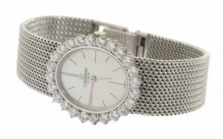 Appraisal: kt Diamond Watch lady's wrist watch oval silver-tone dial black