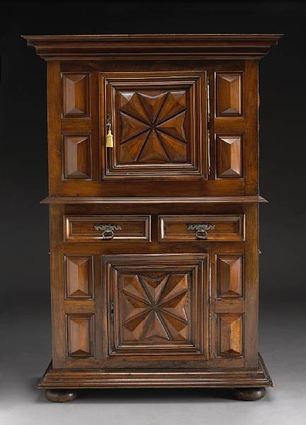 Appraisal: A Louis XIV carved walnut buffet a deux corps late