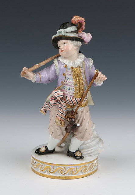 Appraisal: A MEISSEN PORCELAIN FIGURE of a boy with cocked hat