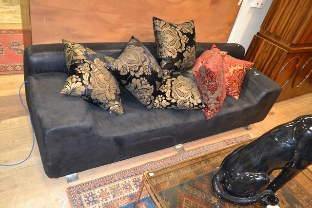 Appraisal: A PAIR OF CONTEMPORARY BLACK FAUX SNAKESKIN LOUNGES A PAIR