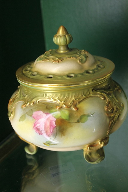 Appraisal: A ROYAL WORCESTER POT POURRI VASE and cover painted with