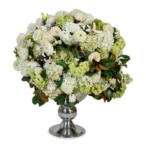 Appraisal: A Monumental Faux Floral Arrangement in an Aluminum Urn form