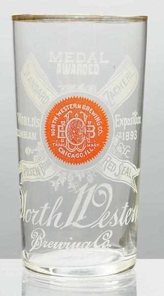 Appraisal: Northwestern Brewing Co Acid-Etched Beer Glass Medal Awarded with red