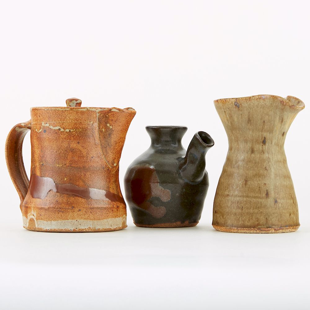 Appraisal: Grp Spouted Pottery Vessels Warren MacKenzie Attributed Attributed to Warren