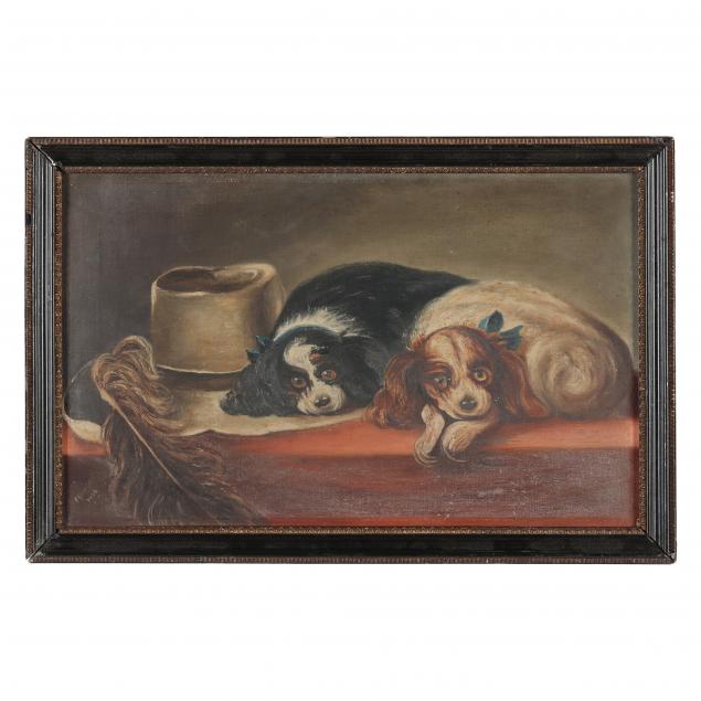 Appraisal: CHARMING PORTRAIT OF TWO BELOVED CAVALIER KING CHARLES SPANIELS Oil