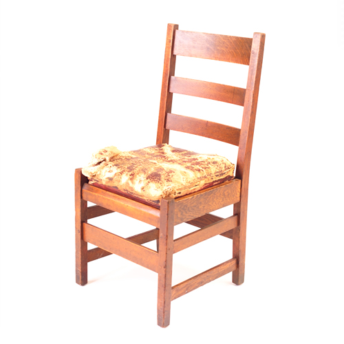 Appraisal: Gustav Stickley ladderback dining chair with original spring seat original