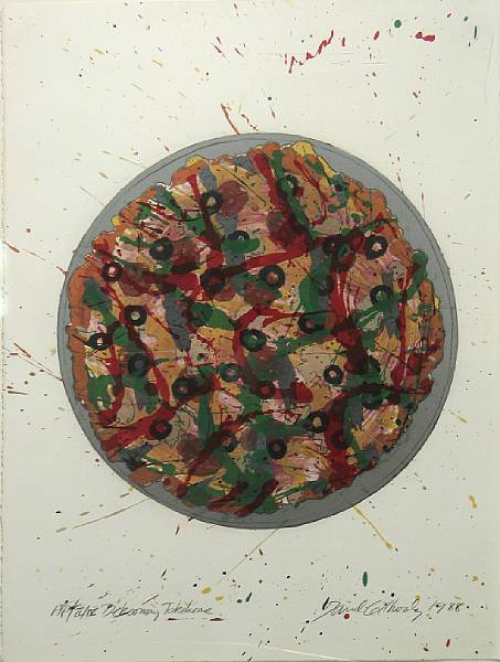 Appraisal: David James Gilhooly American born de Kooning Take Home Pizza