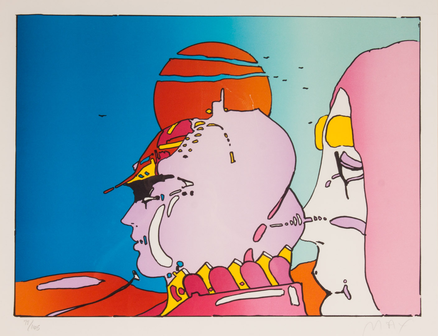 Appraisal: Peter Max Two Profile Heads color screenprint German American b