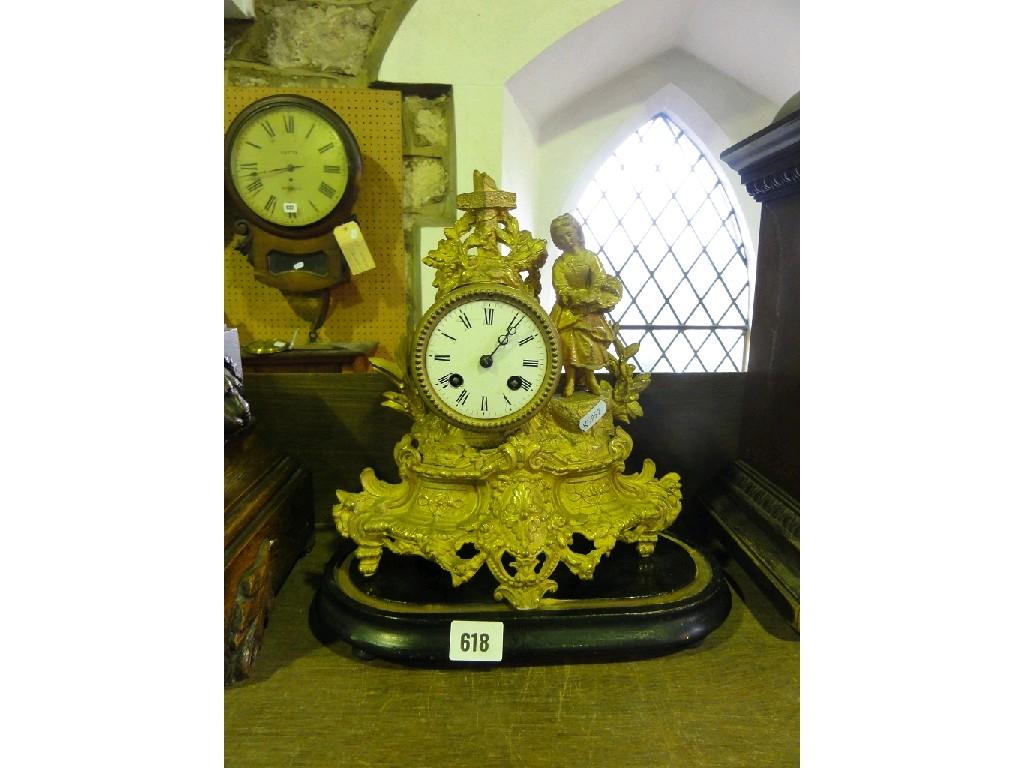 Appraisal: A mid th century French gilt spelter mantle clock the