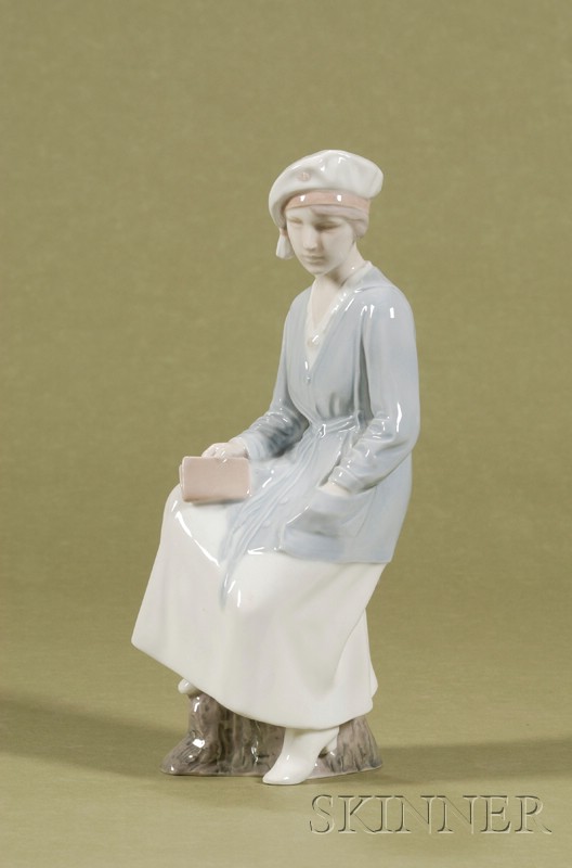 Appraisal: Bing Grondahl Porcelain Figure of a Scholarly Woman Denmark th