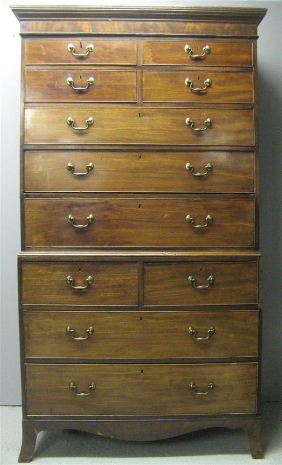 Appraisal: George III mahogany tallboy of four short over three long