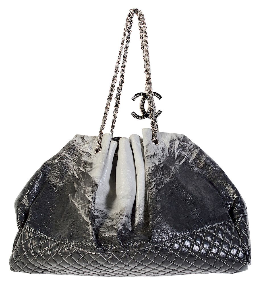 Appraisal: Large Hand Painted CHANEL 'Hobo' Shoulder Bag Chanel large hobo