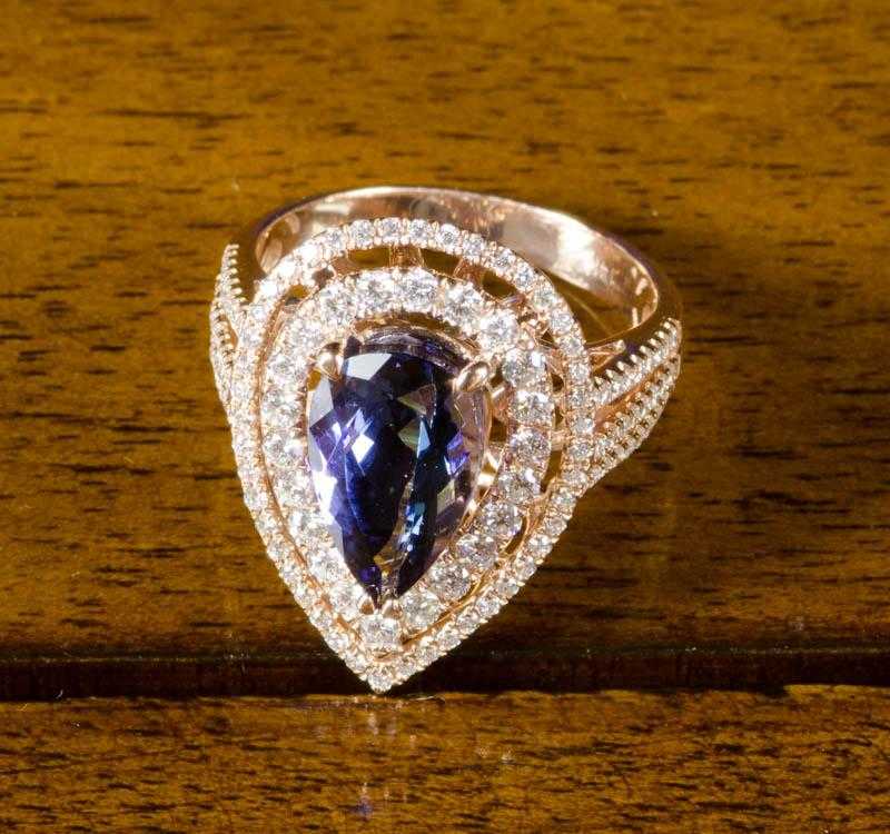 Appraisal: TANZANITE DIAMOND AND ROSE GOLD RING The k rose gold