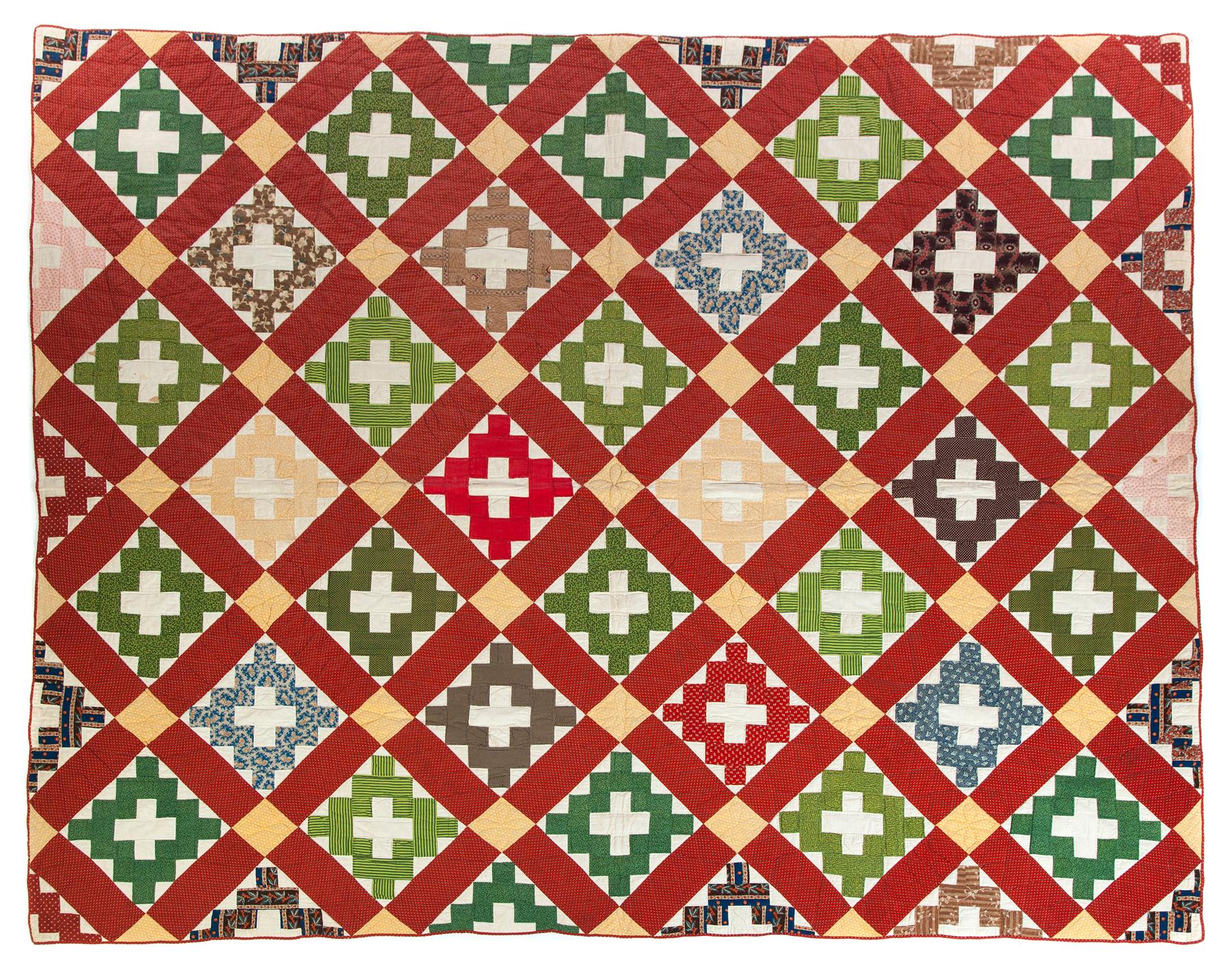 Appraisal: PIECED QUILT American mid th century cotton Album block in