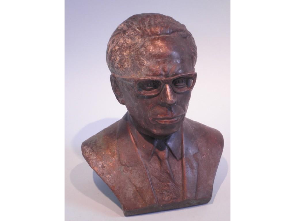 Appraisal: A bronzed metal bust of Gustavo Diaz Ordaz - The