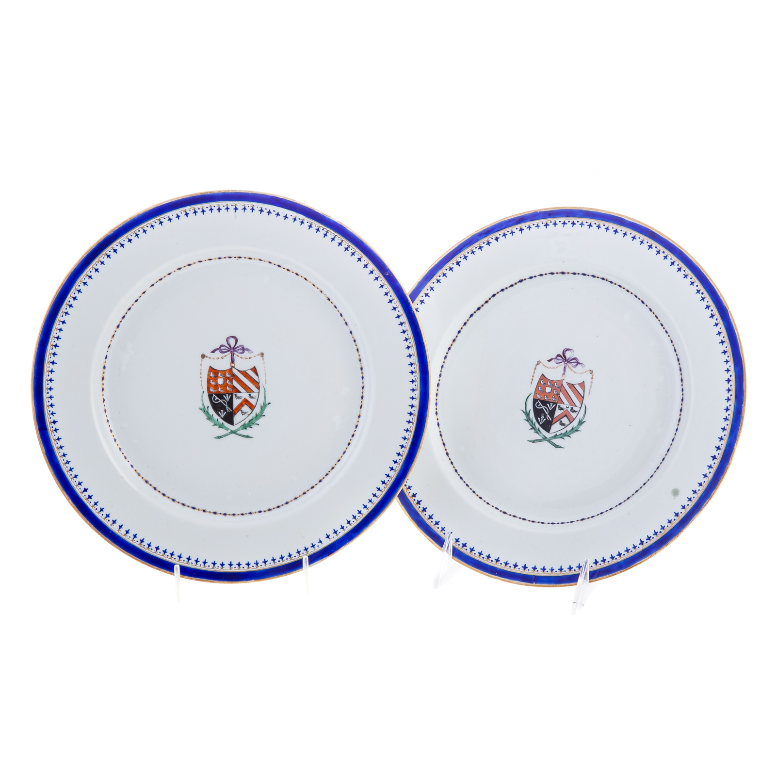 Appraisal: RARE PAIR OF CHINESE EXPORT CHADWICK ARMORIAL PLATES Dated unusual