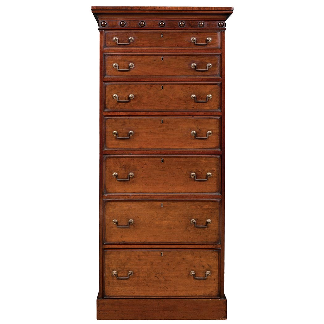 Appraisal: William IV Irish Mahogany Tall Chest of Drawers Williams Gibton