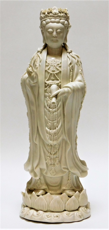 Appraisal: CHINESE BLANC DE CHINE DEHUA PORCELAIN GUANYIN China th CenturyFigural