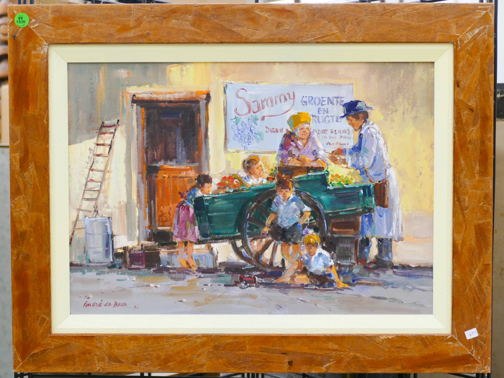 Appraisal: Andre de Beer b South African ''Flower Cart'' Oil on