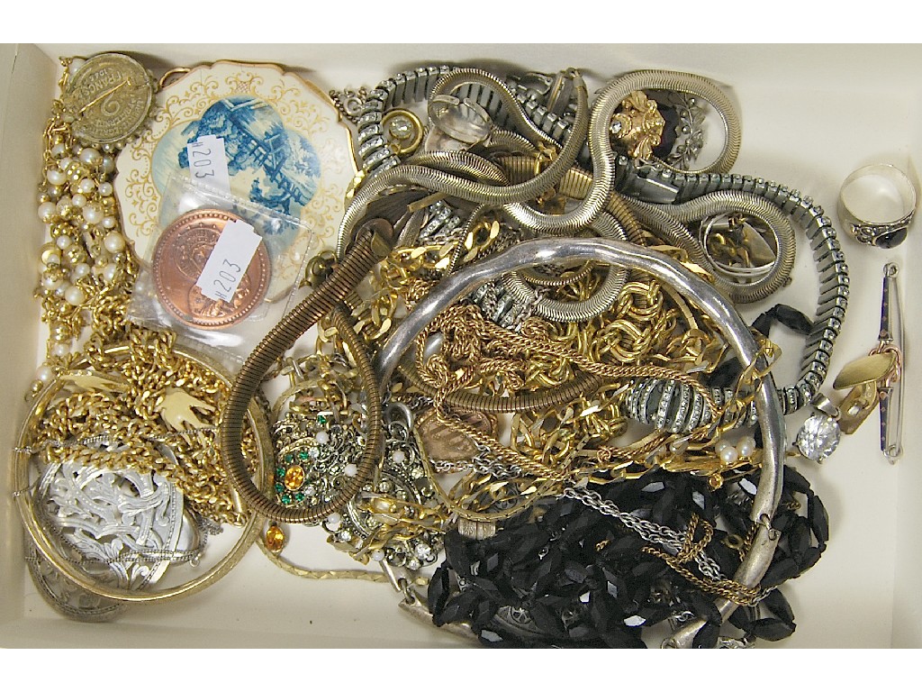 Appraisal: Large collection of costume jewellery to w some silver items