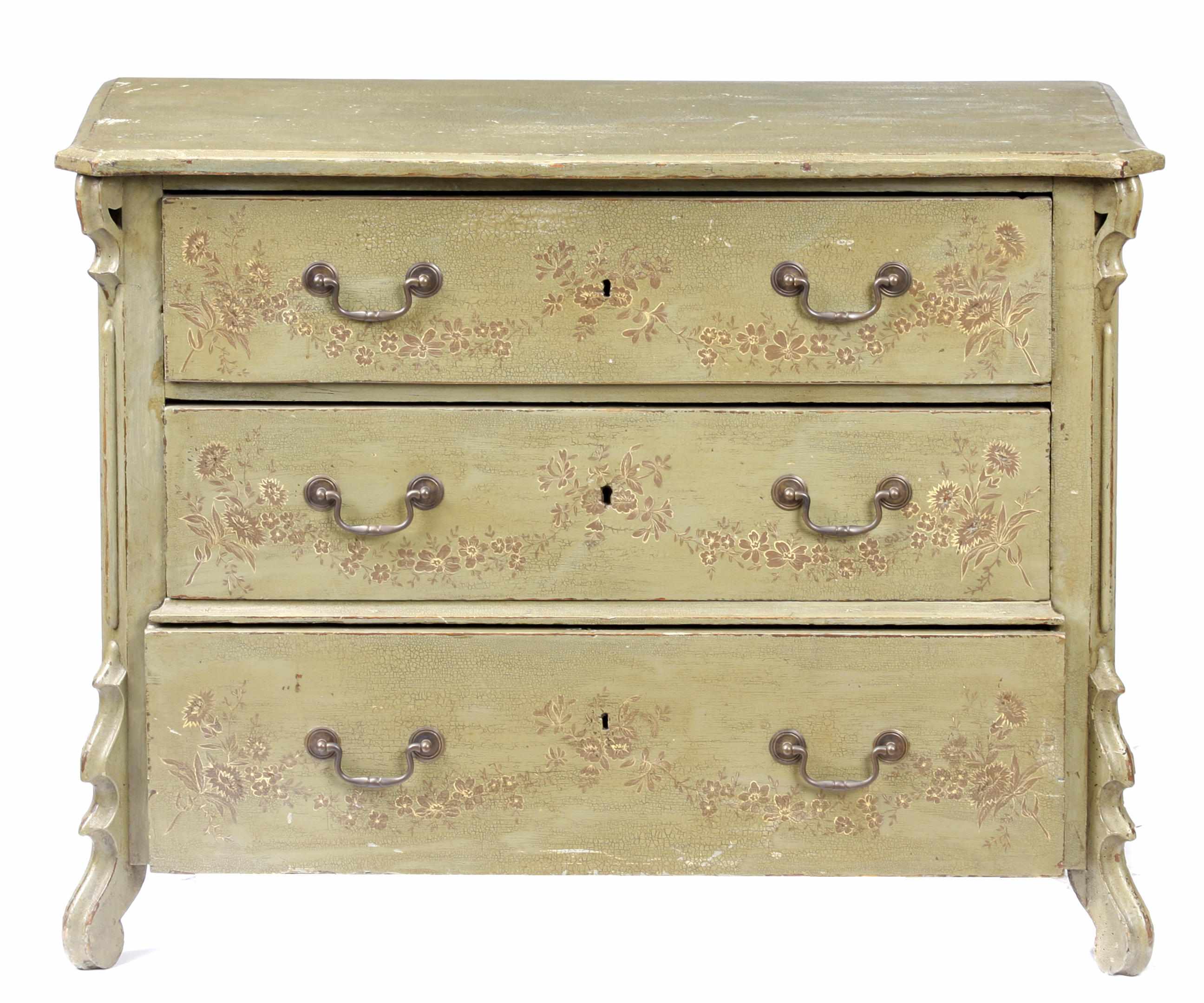 Appraisal: A Continental Provincial style paint decorated commode height in width