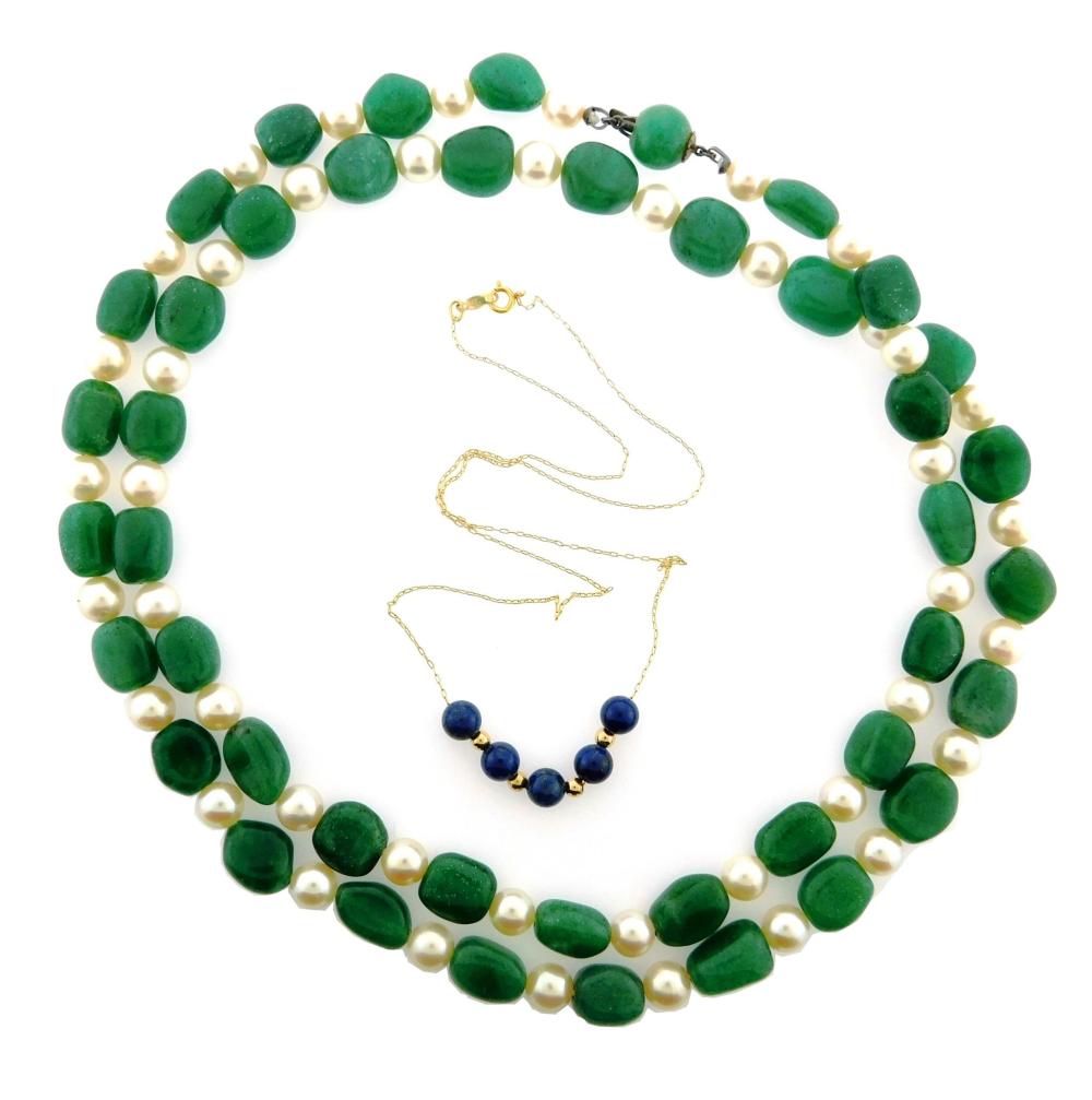 Appraisal: JEWELRY Two beaded necklaces one with K elements including aventurine