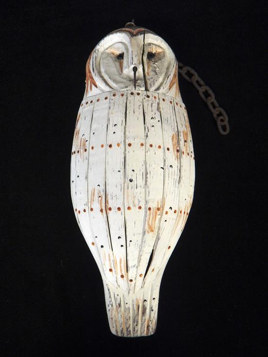 Appraisal: Snow owl decoy carved head with ceramic glass eyes barrel