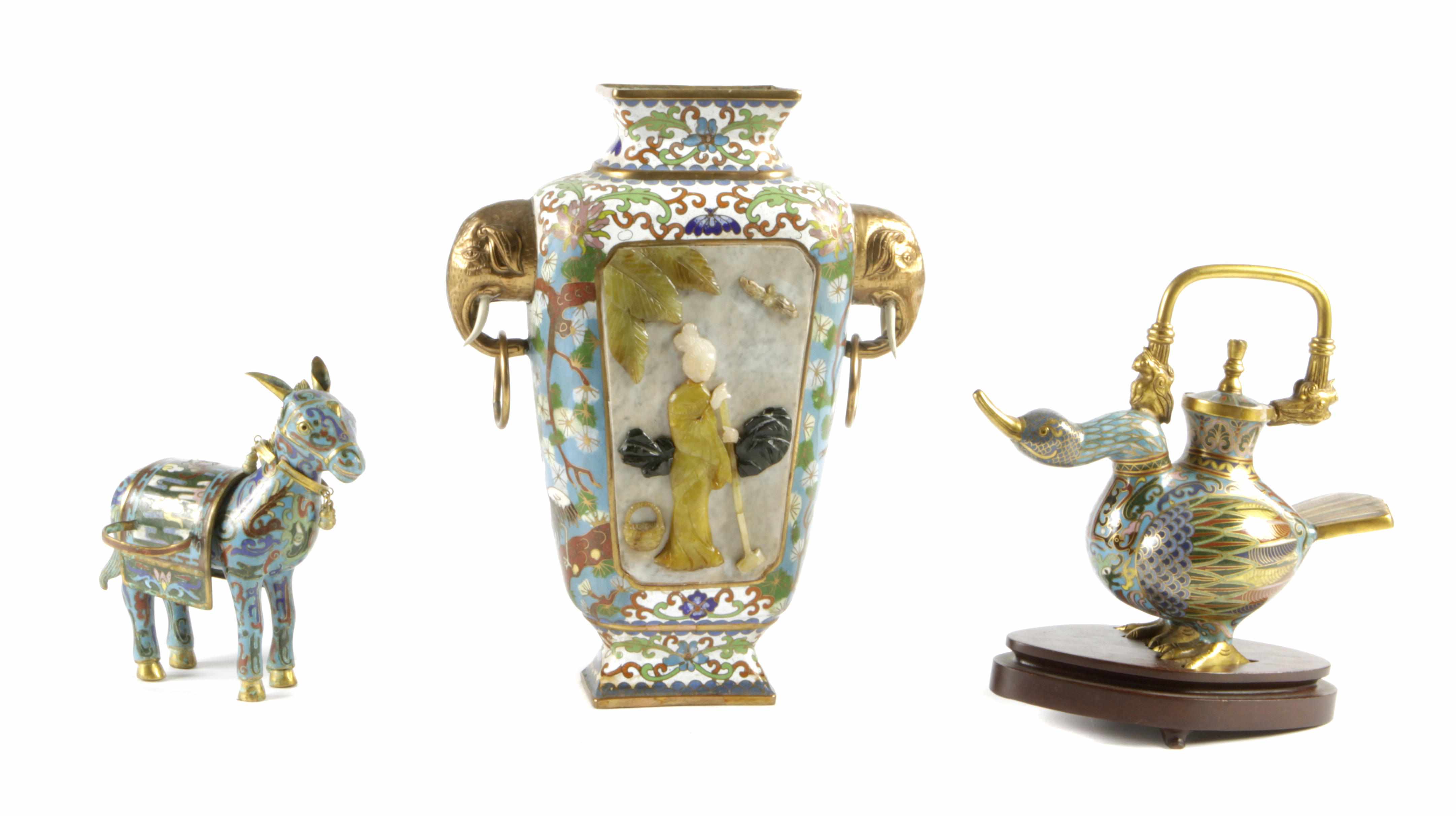 Appraisal: A group of three Chinese enameled metal objects Comprising of