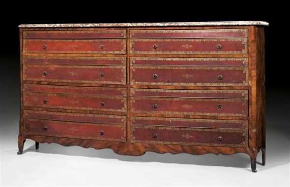 Appraisal: LARGE CARTONNIER late Louis XV Paris th century Tulipwood veneer