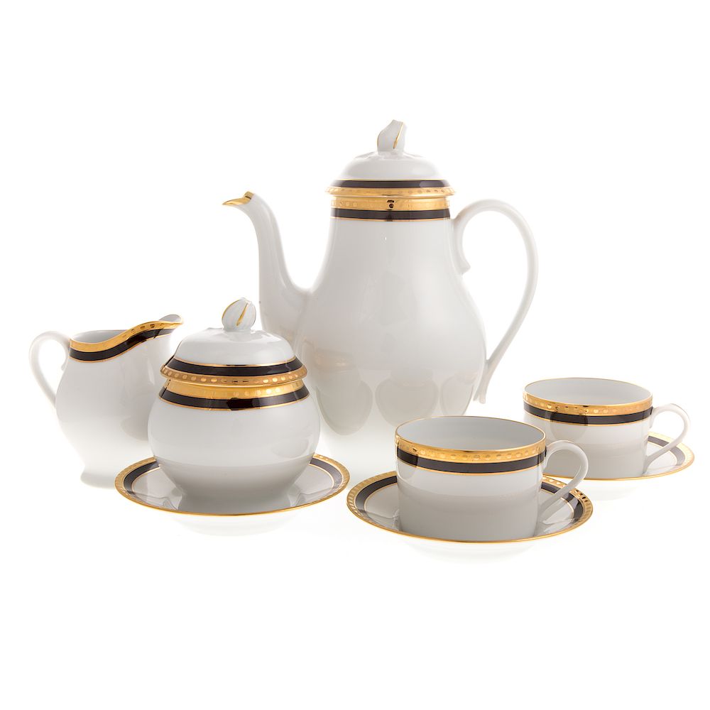 Appraisal: Tiffany Limoges Porcelain Partial Coffee Service in the Black Bland