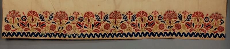 Appraisal: INDIAN EMBROIDERED VALANCE th C Cream cotton with polychrome silk