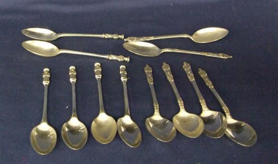 Appraisal: Two sets of six silver teaspoons with figural terminals one