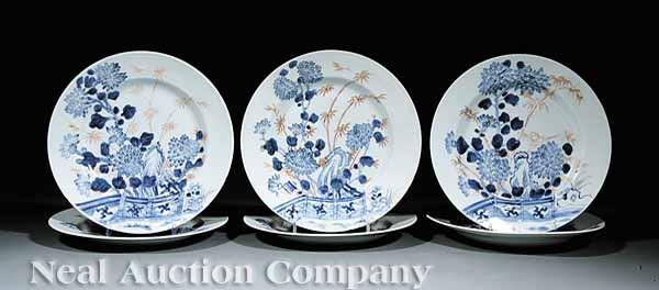 Appraisal: A Group of Seven Chinese Blue and White Porcelain Table