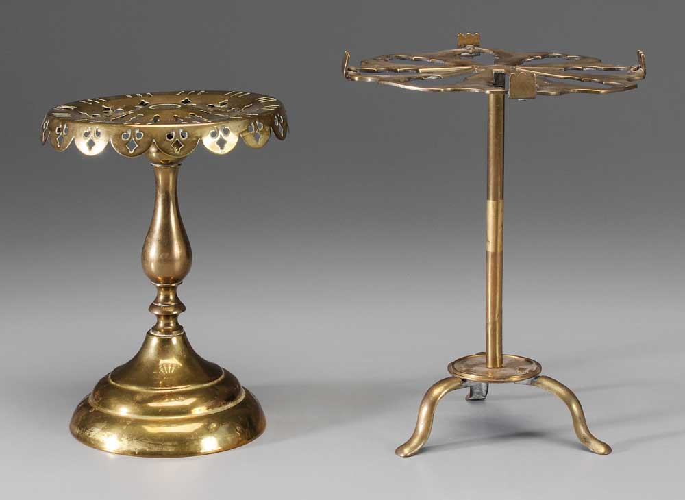 Appraisal: Two Brass Kettle Stands English th century one with baluster