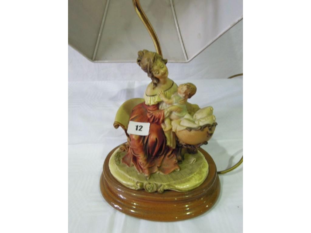 Appraisal: A Capodimonte table lamp modelled as a mother lifting her