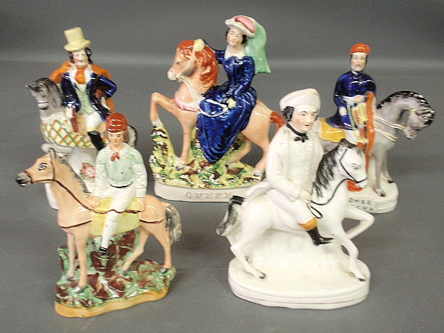 Appraisal: - Five Staffordshire equine figures incl the Queen all as