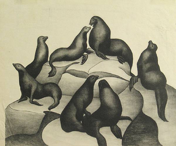 Appraisal: Henrietta Shore - Seals Two Nudes n d Lithographs on