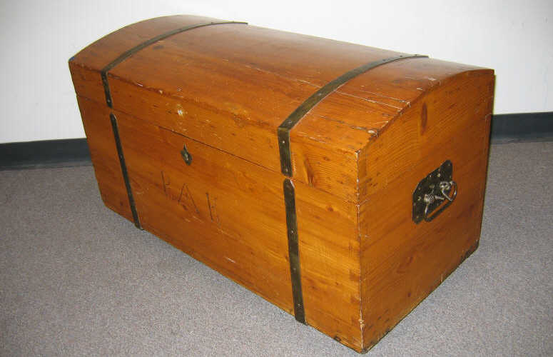 Appraisal: AMERICAN TH CENTURY PINE BLANKET CHEST Domed case of dovetail