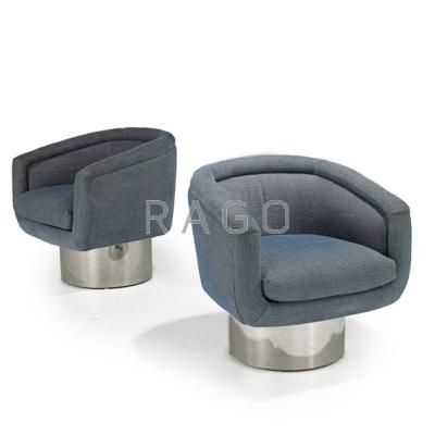 Appraisal: LEON ROSEN PACE Pair of club chairs USA s Wool