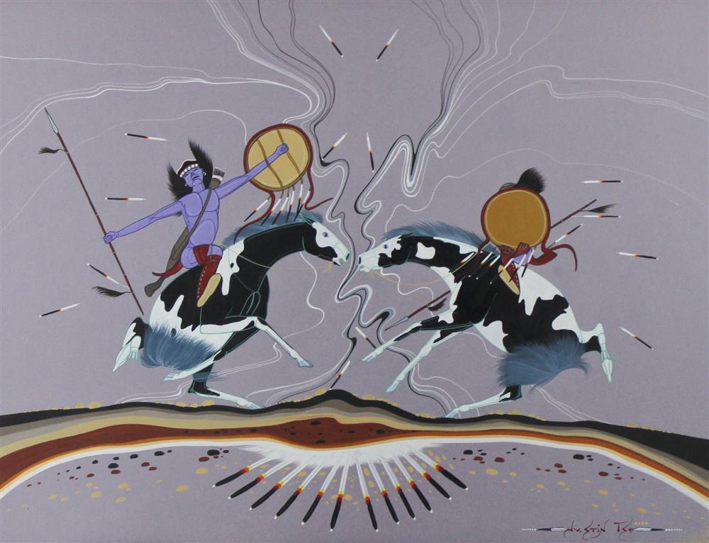 Appraisal: JUSTIN TSO NATIVE AMERICAN NAVAJO - THE SHOWDOWN Gouache on