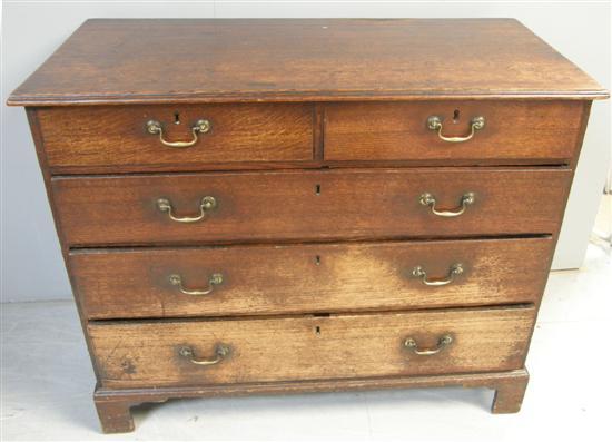 Appraisal: George III oak chest of two short and three long